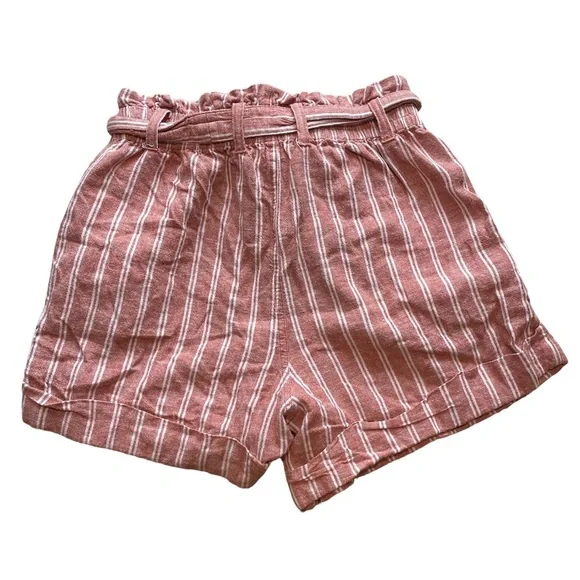 ❌SOLD!❌ Like New! Abercrombie & Fitch Striped Linen Paperbag Belted High Waisted - Picture 6 of 13